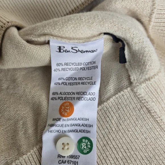 NWT-BEN SHERMAN Off-White Polo Shirt. Size M - Picture 7 of 11